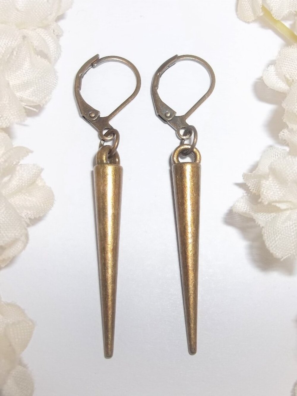 Bronze Spike Earrings Unisex Lever Set Dangle 3759
